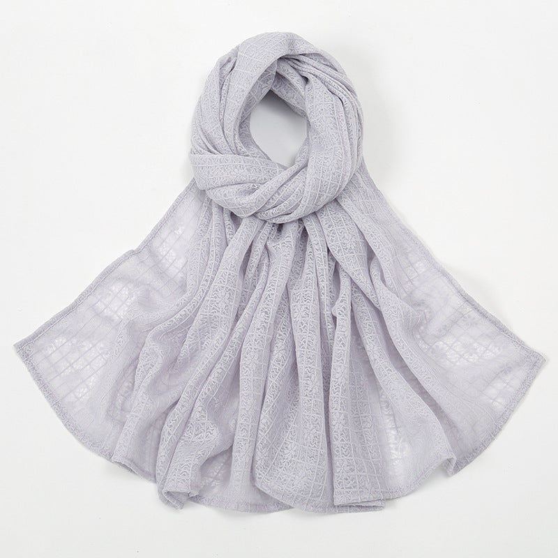 Plaid Jacquard Polyester Scarf Women