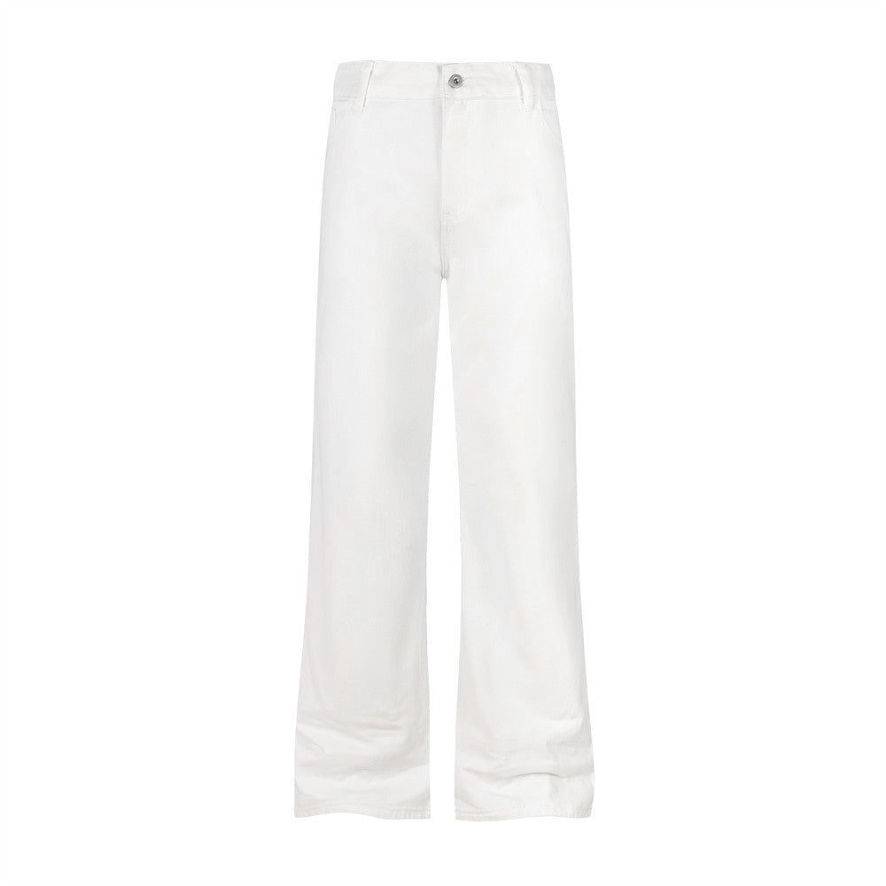 Punk-washed denim-bukser med slidt-look, lige ben, street fashion retro