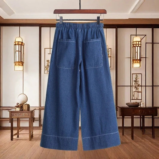 Height-enhancing Versatile Drapey Cropped Denim Jeans