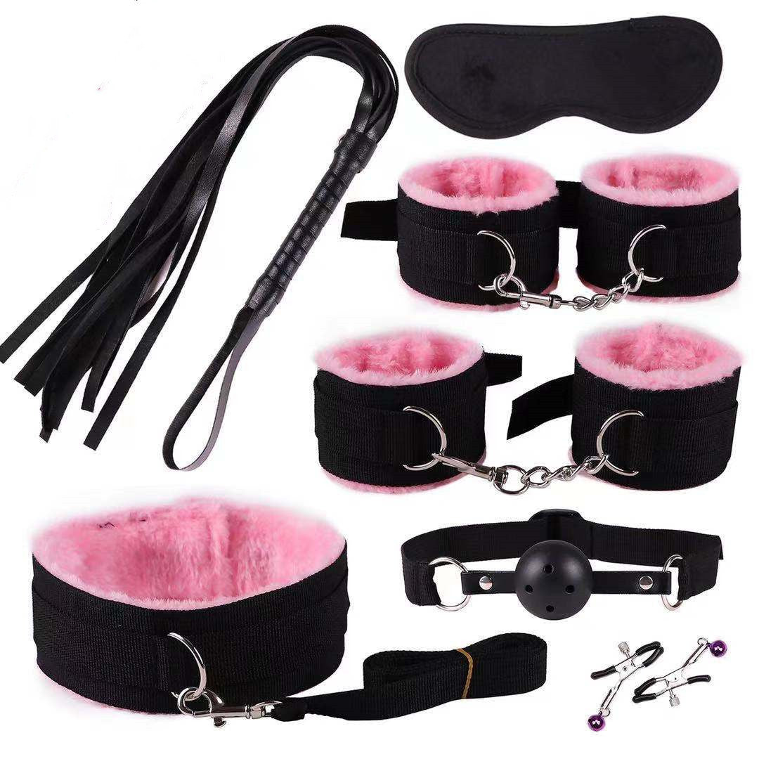 Non Leather Plush HandcuffsWhip And Ribbon Suit