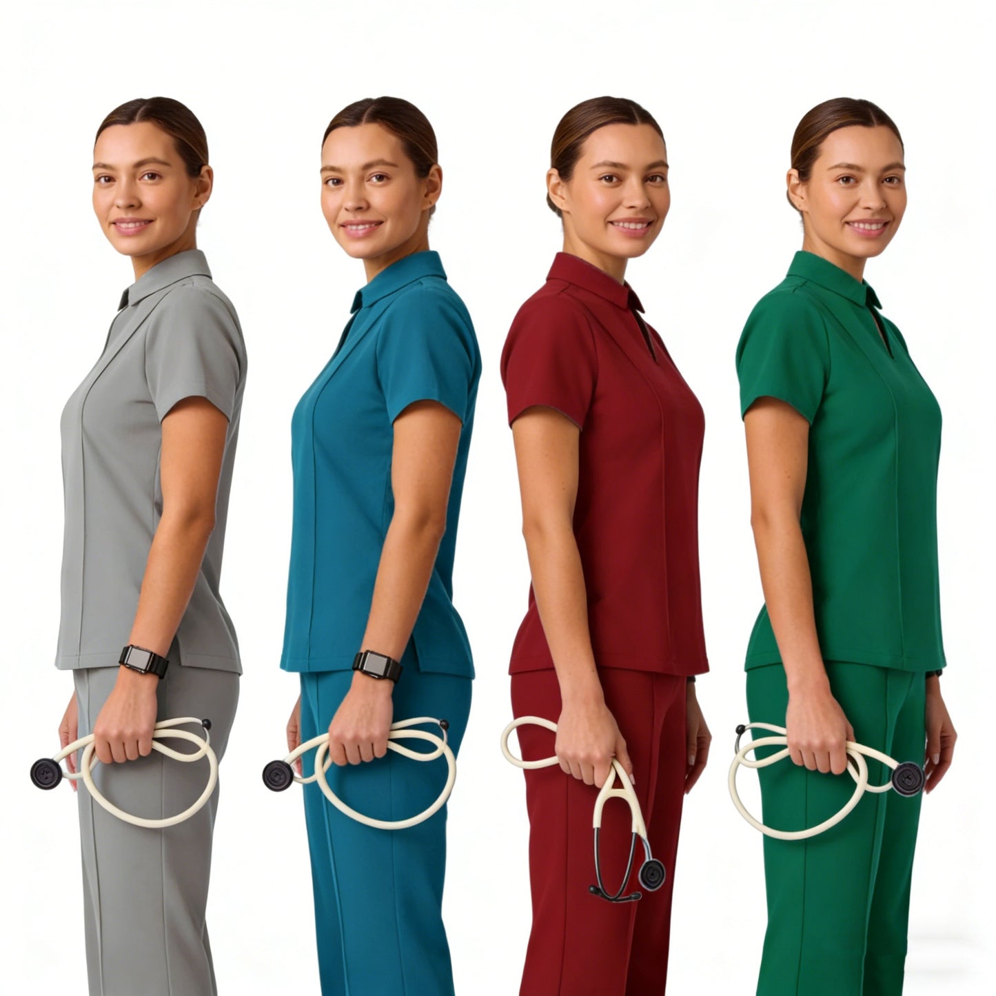Solid-color Medical Scrub Top With Short Sleeves For Dentists And Hospital Staff