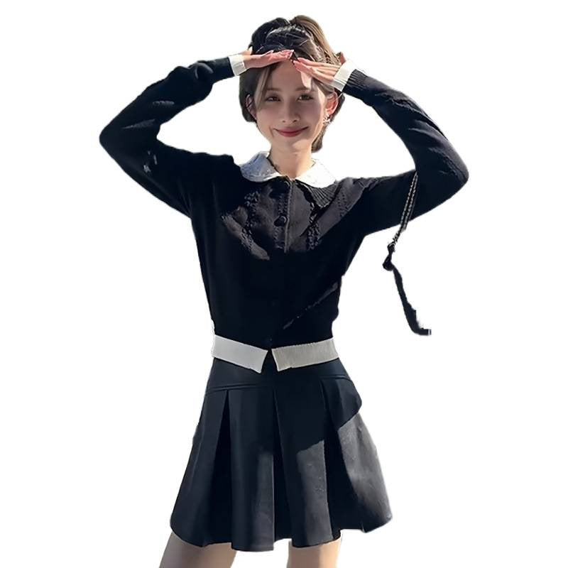 Youthful-Looking Sweater And Pleated Skirt Set That Flatters Your Figure