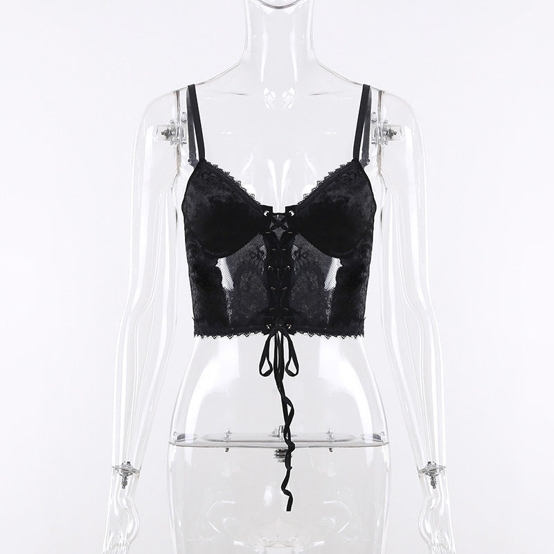 New Dark Style Solid Color Suspender Top