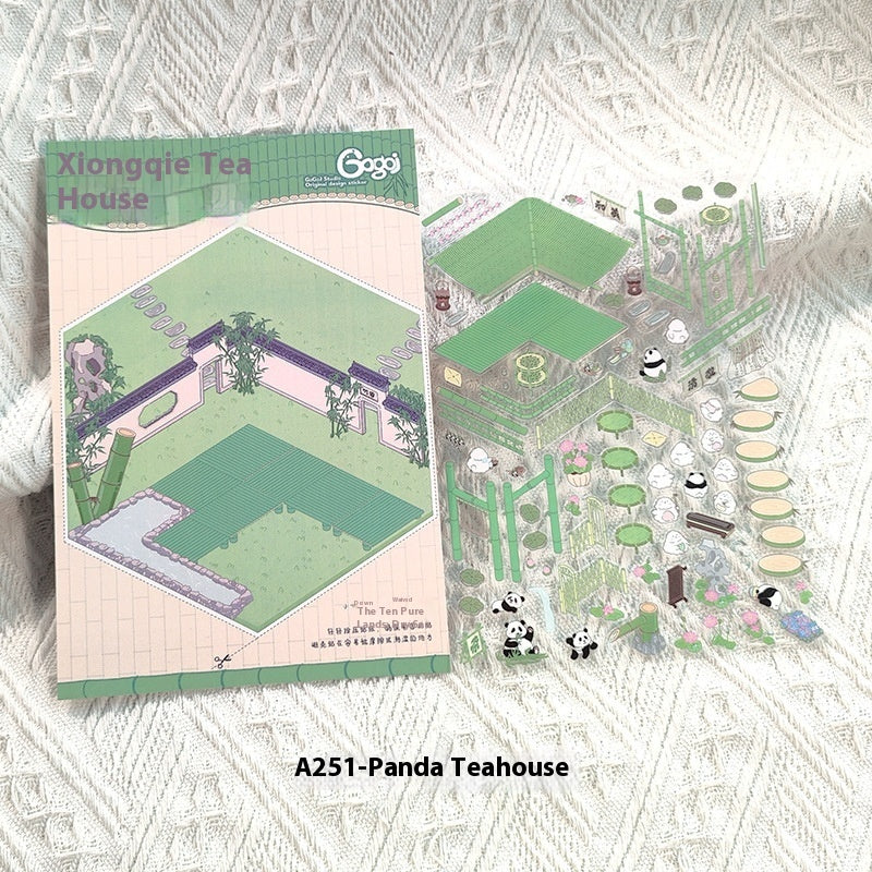 Three-dimensional Stacking Landscaping Cabin Stickers Notebook