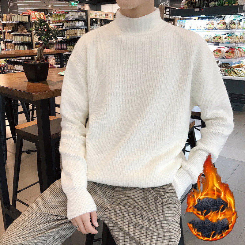 Autumn And Winter Men's Crewneck Sweater Men's Loose Plus Velvet