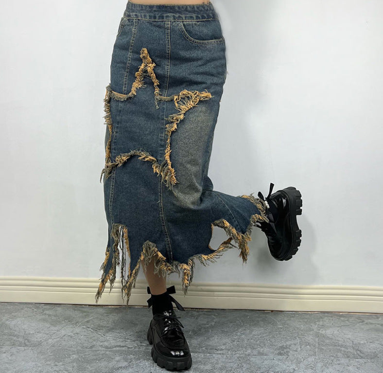 Women's American-style Retro High Waist Irregular Skirt