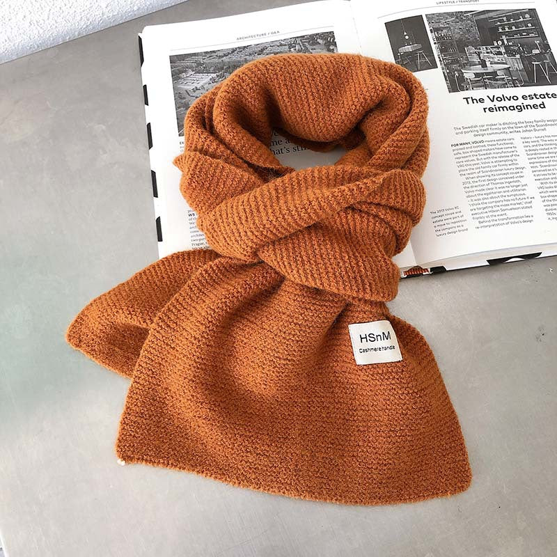Pure Color Soft Knitted Women's All-match Warm Scarf