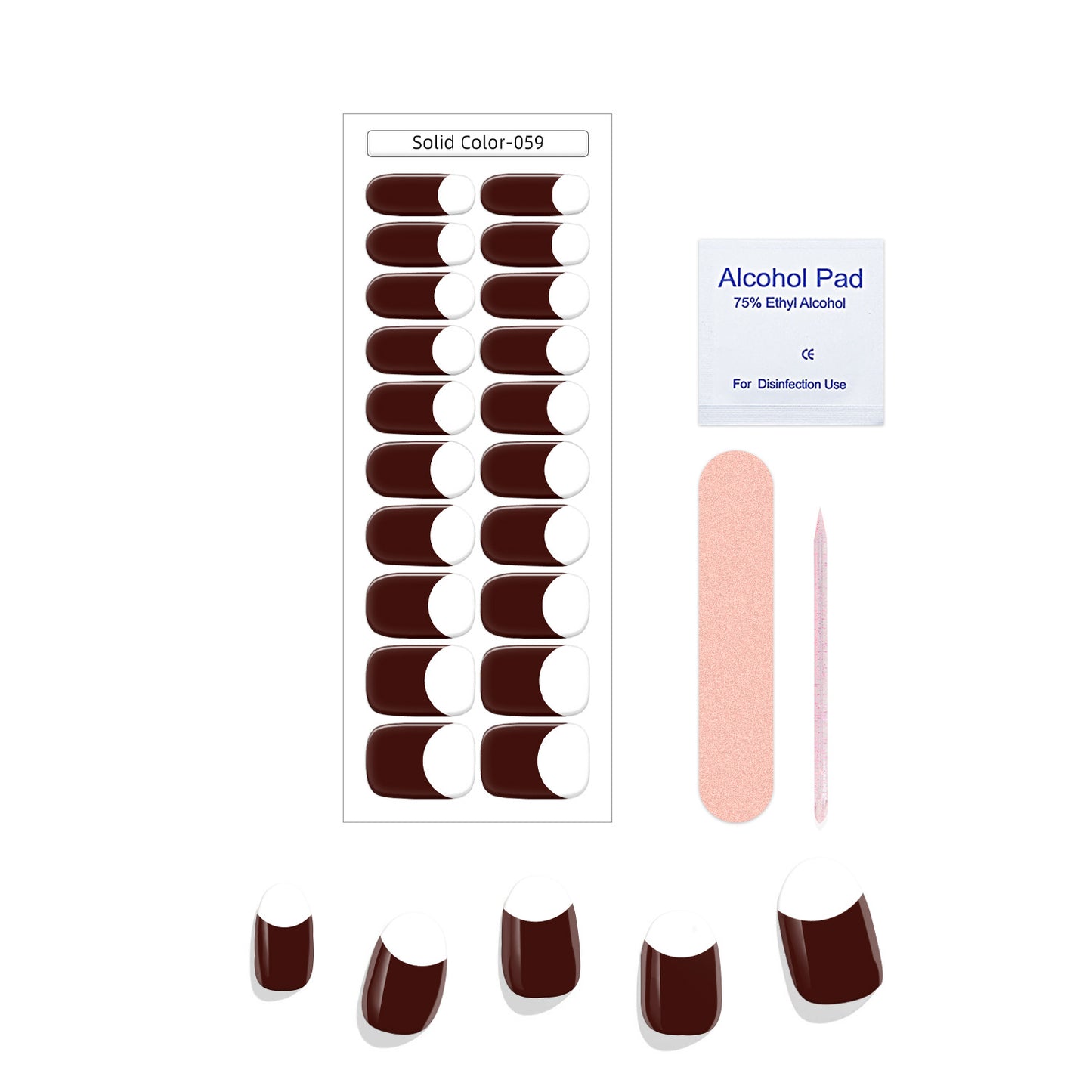 New French Solid Color Gel Waterproof Semi-baked Nail Stickers