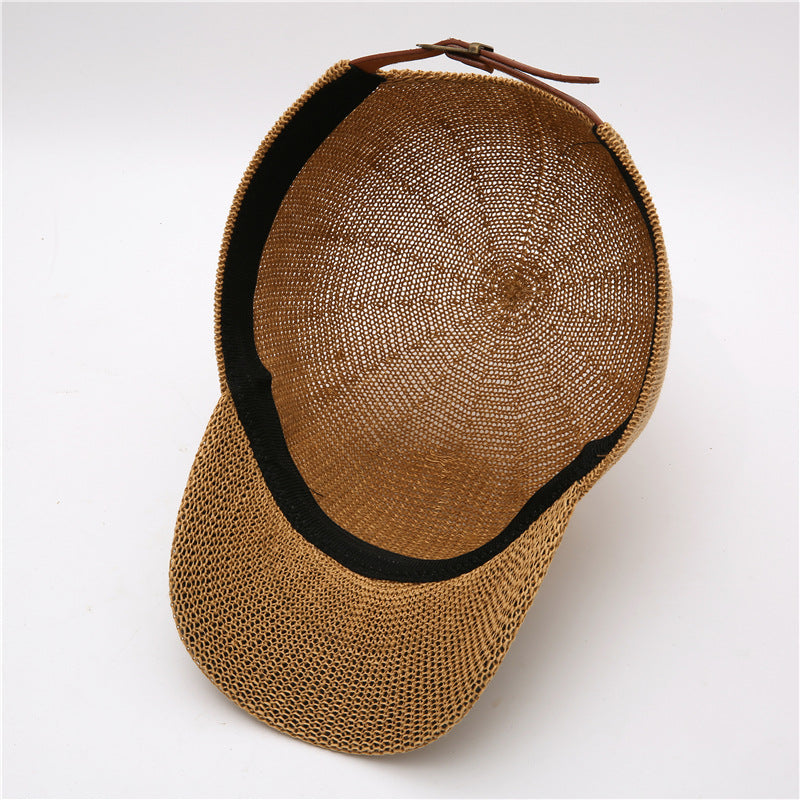New Hollow Sunshade Sunscreen Solid Color Straw Baseball Hat