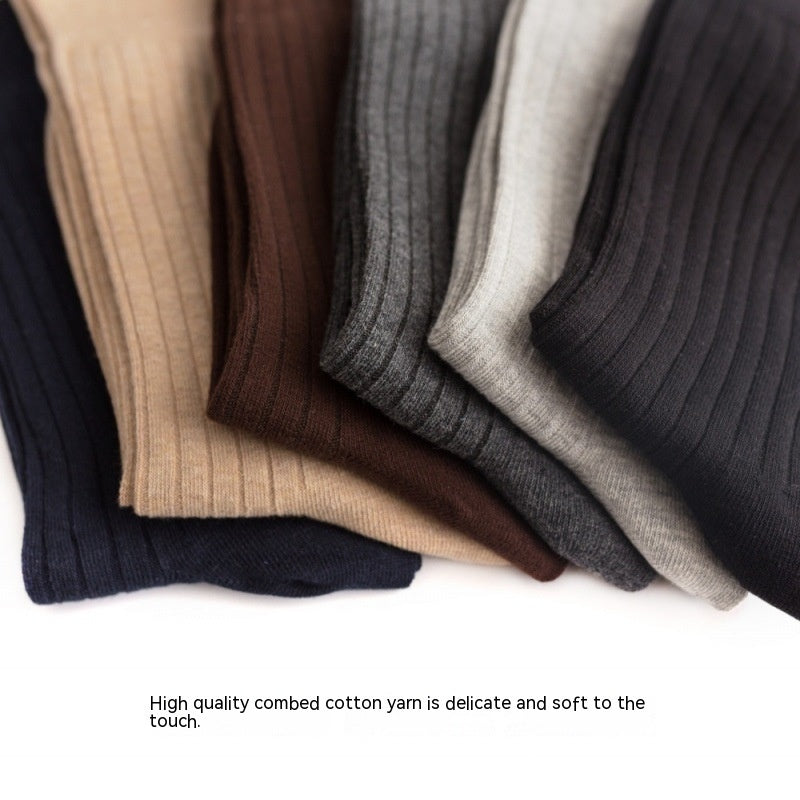 Men's Striped Combed Cotton Double Needle Plus Size Stockings