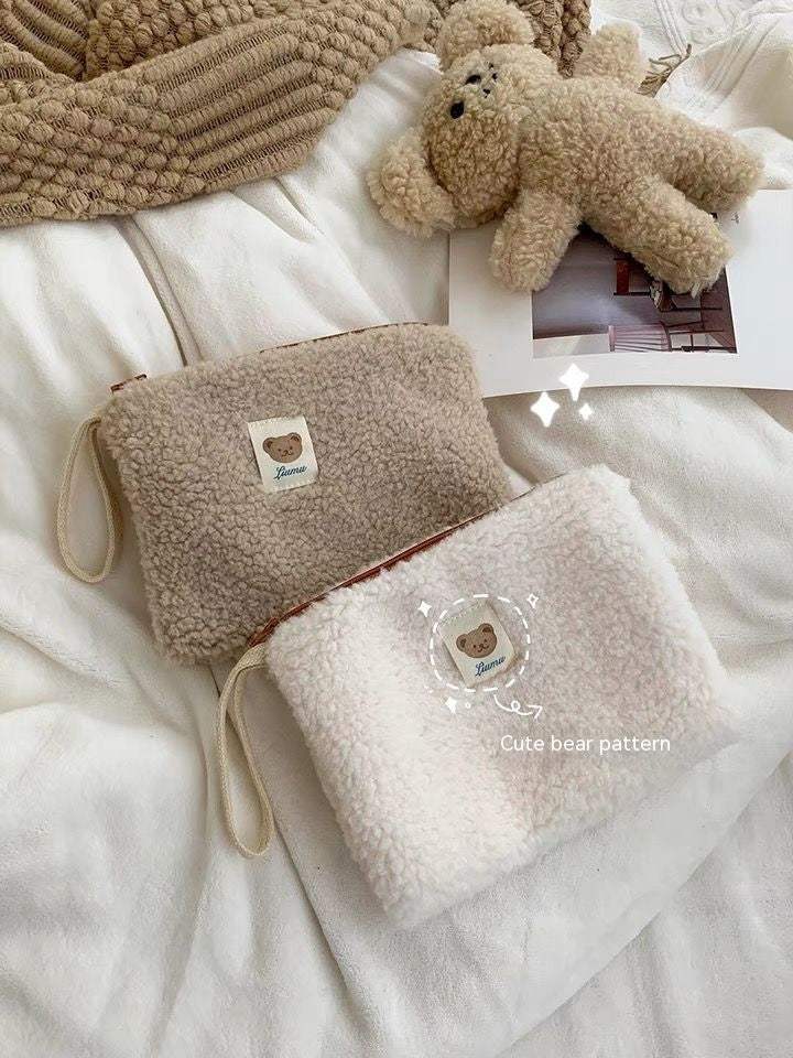 Portable Plush Cute Bear Cosmetic Storage Bag