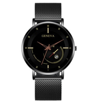 Men's Simple Digital Scale Business Casual Mesh Belt Calendar Watch Men's Fashion Quartz Watch