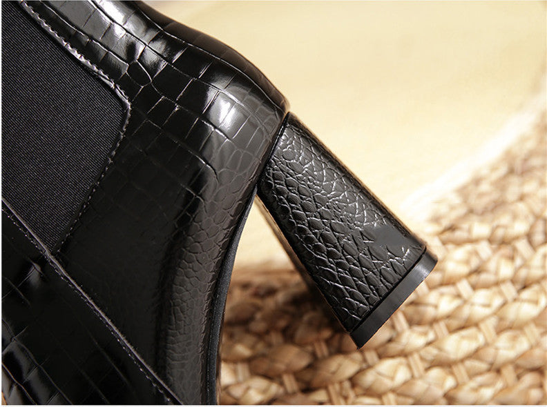 Women's Fashion Vintage Patent Leather Pointed Toe Martin Boots