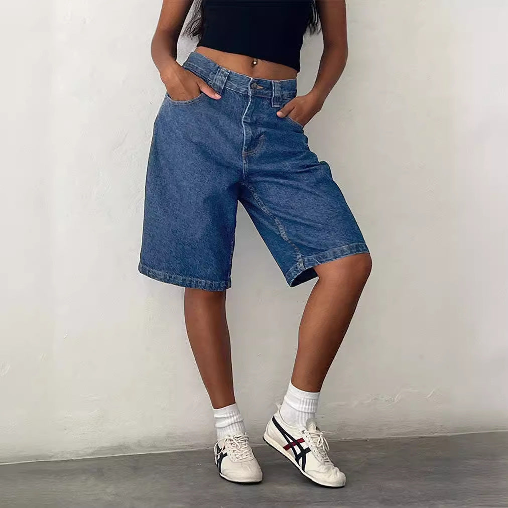 European And American Denim Shorts Bullet-free Fitted Figure Flattering Women's Pants