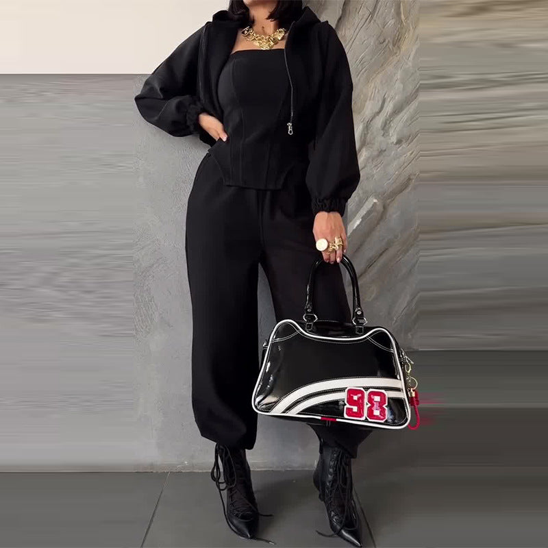 Womens Sportswear A Stylish Minimalist And Relaxed Three-piece Set