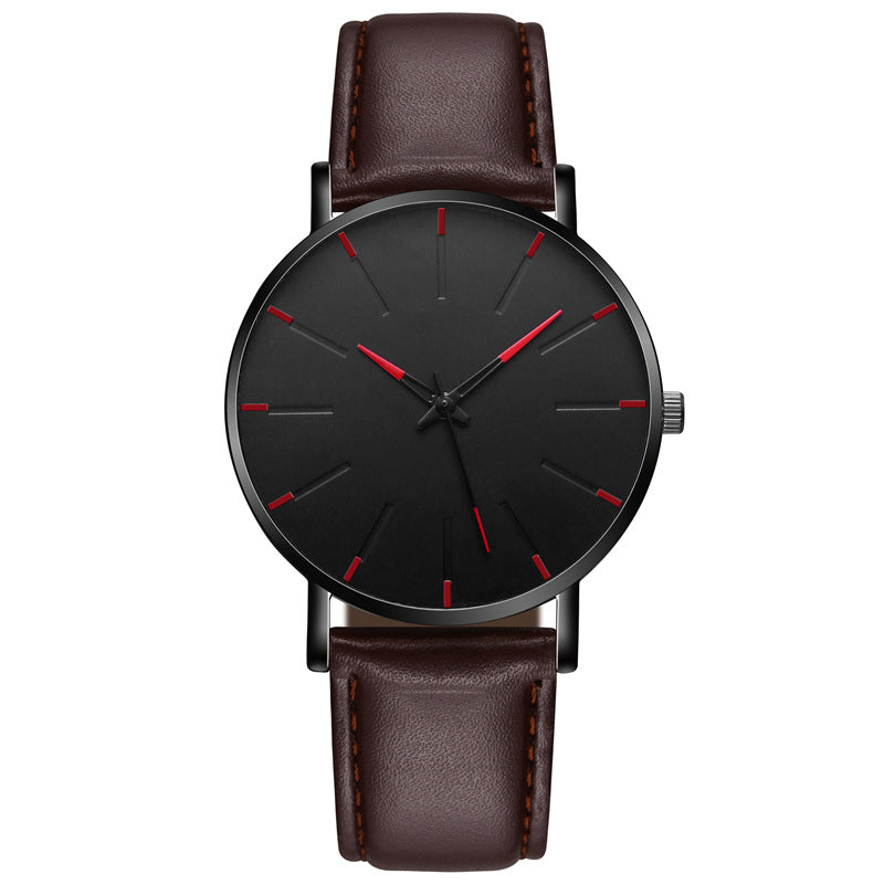 Men's Fashion Style Belt  Thin Watch Quartz Watch