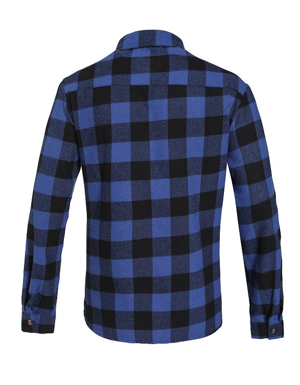 Long-sleeved Pocket Checked Shirt With A Lapel For Young Men In Autumn And