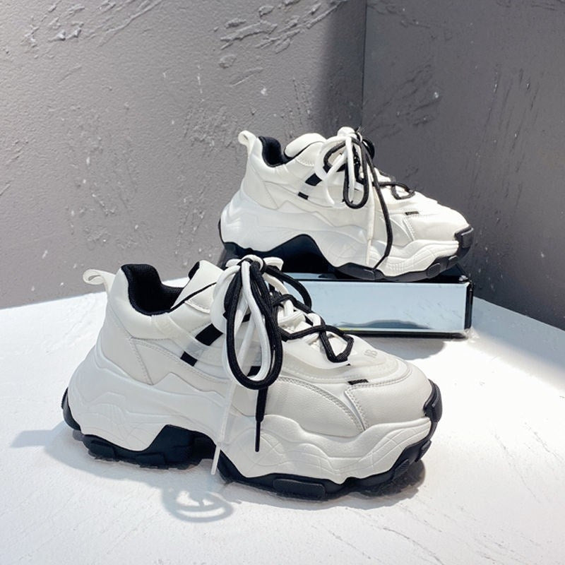 Autumn New Comfortable Students Thick Bottom Heightening Casual Sports Shoes Female Old Daddy