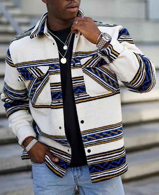 Fashion Men's Lapel 3D Printed Jacket