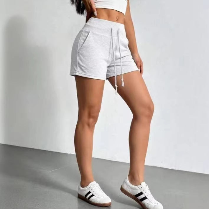 New Casual High-waist Solid-color Athletic Shorts