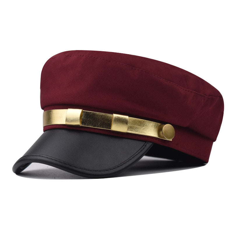 PU Leather Phnom Penh Flat-top Cap