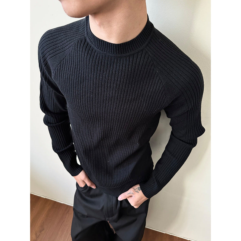 Strikket Løs Sweater med Nedsunkne Striber