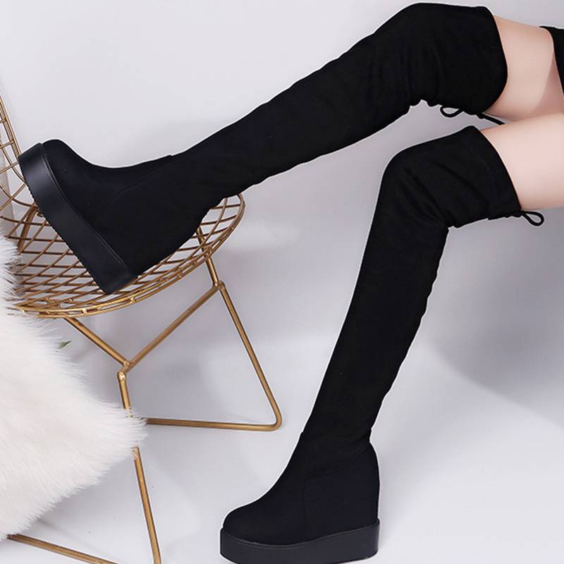 Suede Matte Slimming Stretch Over-the-knee Boots Lightweight Platform Women