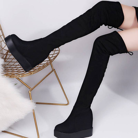 Suede Matte Slimming Stretch Over-the-knee Boots Lightweight Platform Women
