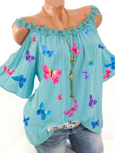 Printing Shoulder Girdle Lace Collar Vest
