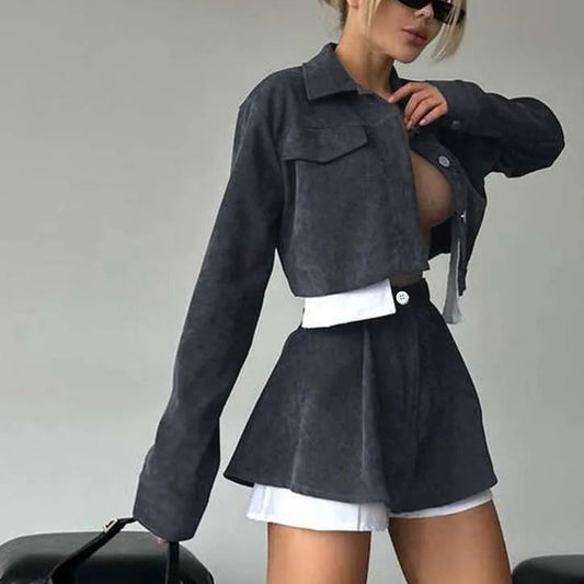 Cardigan Cake Short Skirt Two-piece Women's Clothing