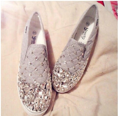 Big Jewel Slip-on Canvas Shoes Sweet Fan Lazy Shoes