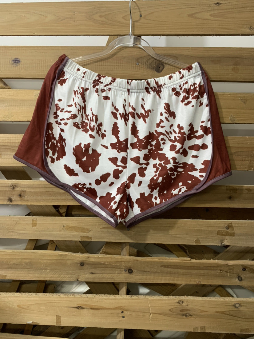 Women's Leopard Print Stitching Shorts