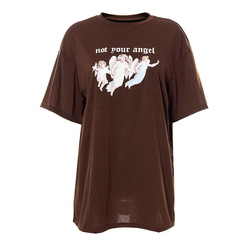 Printed Round Neck Loose And Comfortable Short Sleeve Casual T-Shirt Top