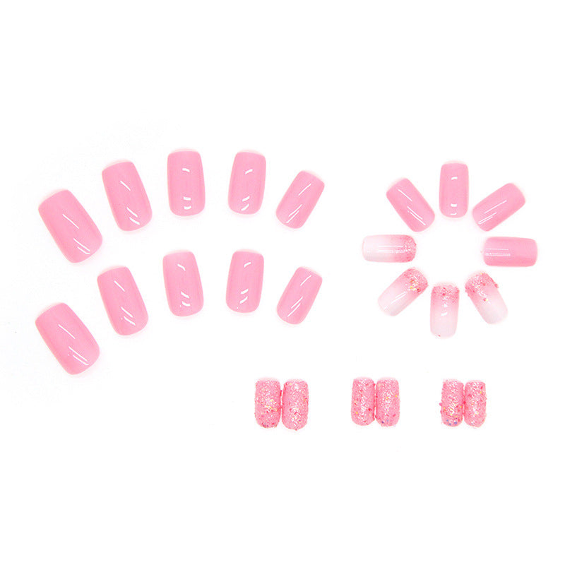 Mid-length Square Fake Nails Shiny Fragments