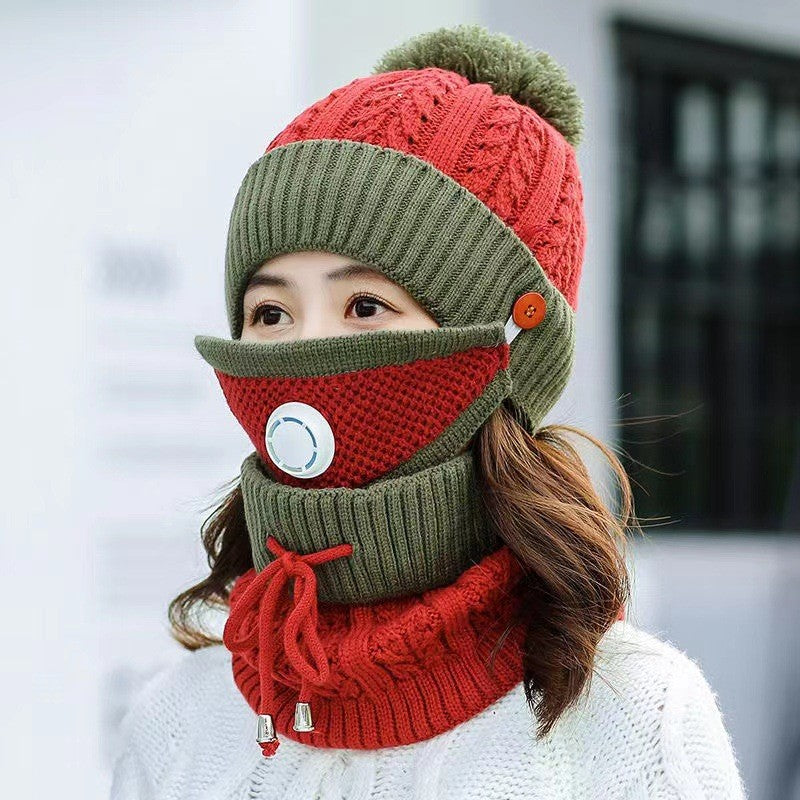 New Women's Fleece Thickened Warm Knitted Wool Hat