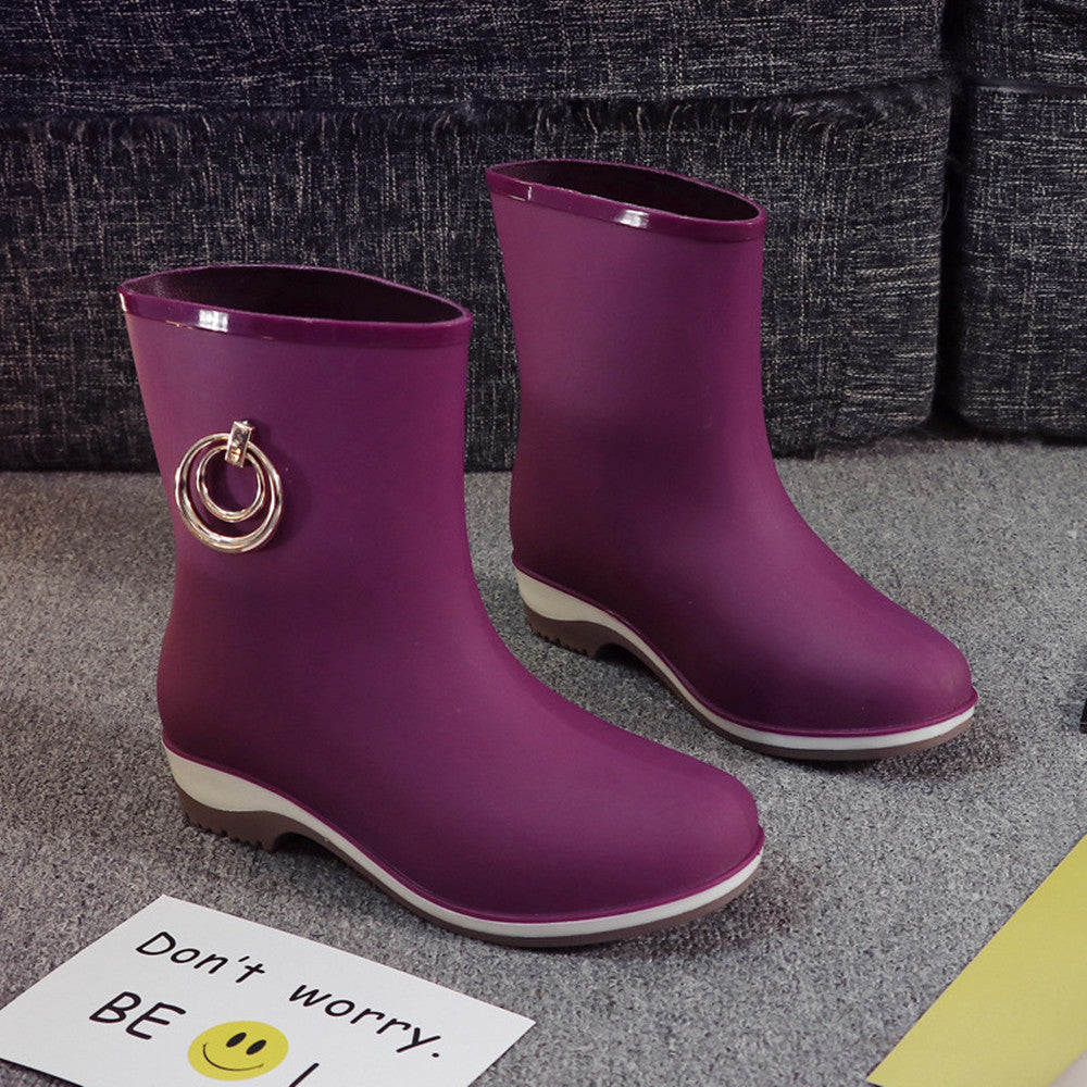 Plush Cotton Short Barrel Waterproof Rain Boots