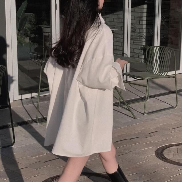 Polo Collar Single Row Button Loose Long Sleeve Long Shirt