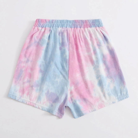Fashionable Smudge Elastic Waist Casual Shorts