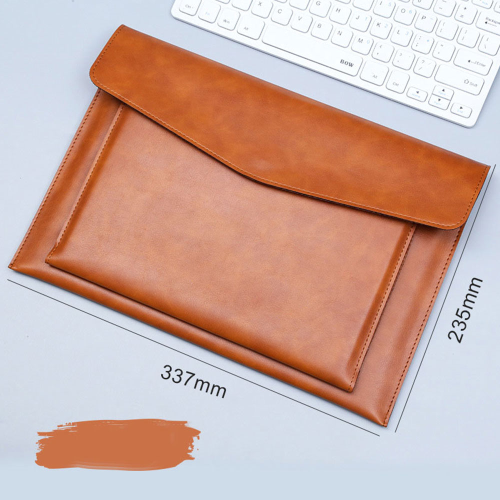 File Bag Contains Large Capacity Double-layer Leather Protective Sleeve