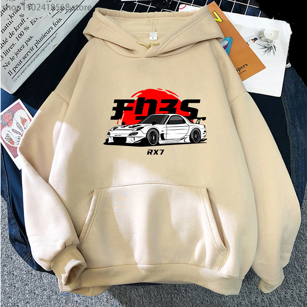 New Car Printed Men'swomen's Cotton Hoodie Casual