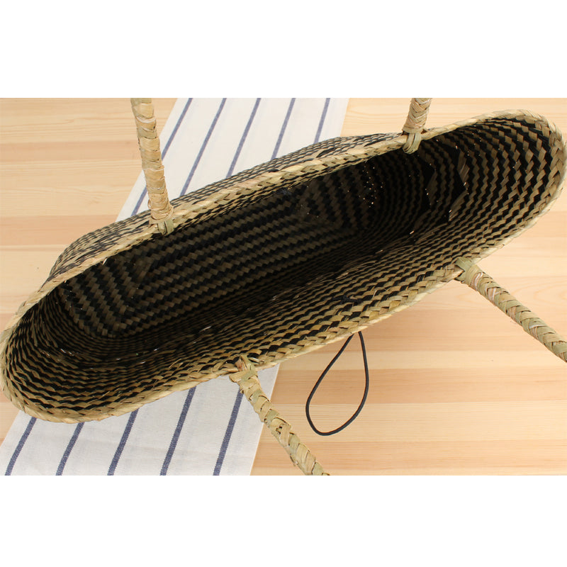 Natural Mat Grass Woven Open Shoulder Handbag