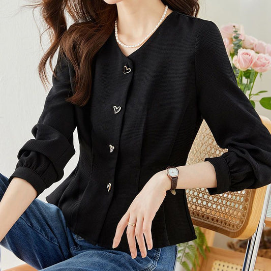 Chic Western Style High-grade Tight Waist Slimming And Short Small Shirt