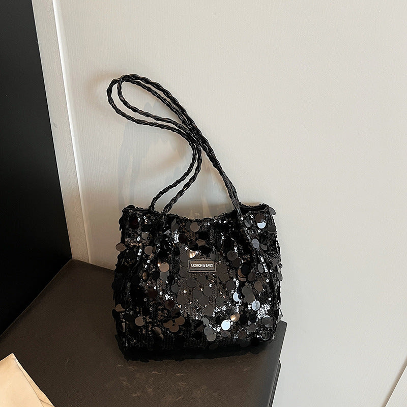 Large Sequin Personalized Woven Bag Shoulder Underarm Bag