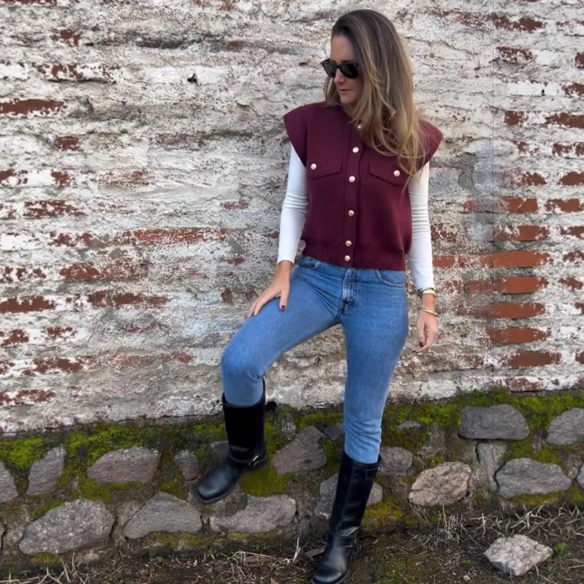 Women's Mink-like Wool Knitted Round Neck Loose Sweater Vest