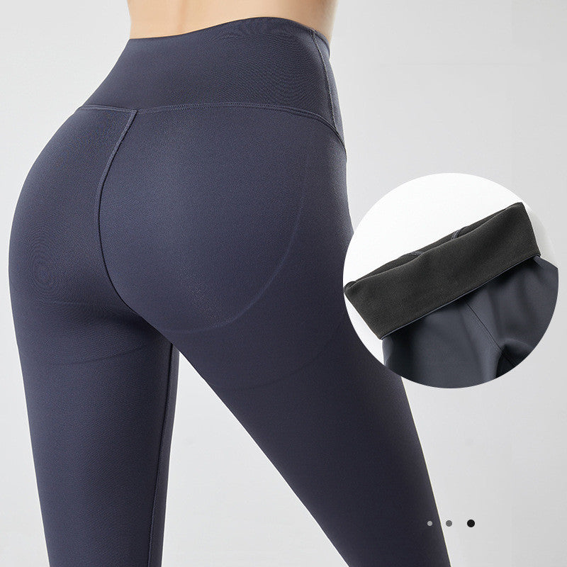 Dame-leggings i hajskindfleece med mavekontrol og hoftefokus