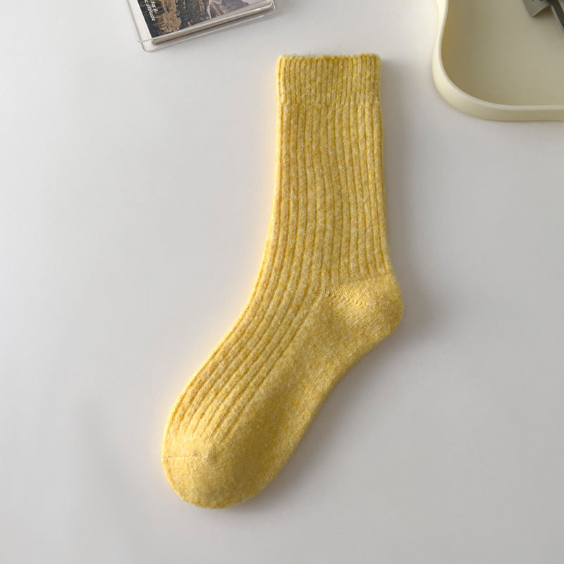 Thick Solid-color Warm Wool Mid-calf Socks