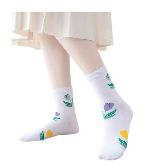 Autumn Women's Morandi Mid-calf Color Matching Socks