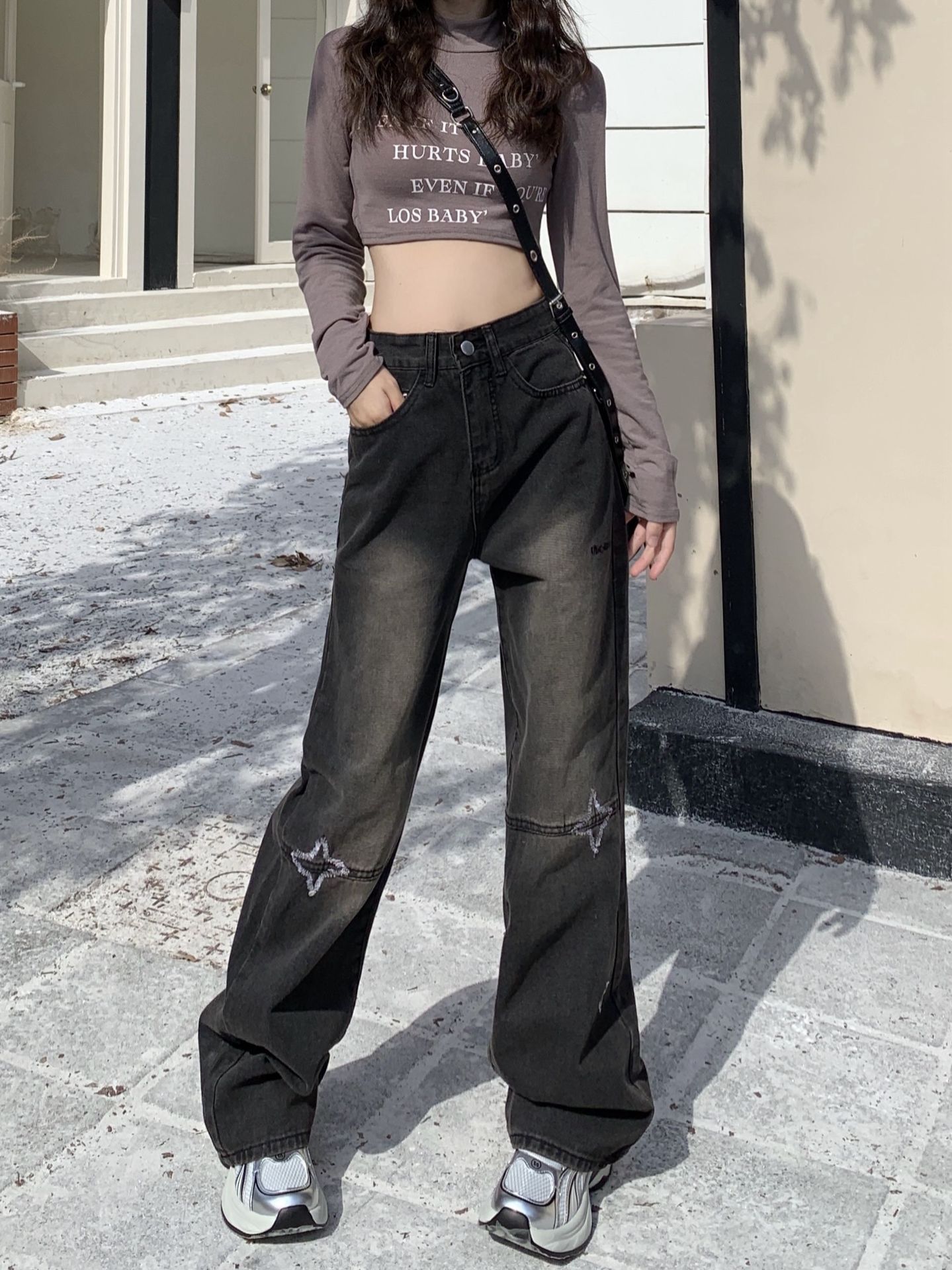 Women's Jeans New Fashion Retro Straight-leg Pants Design