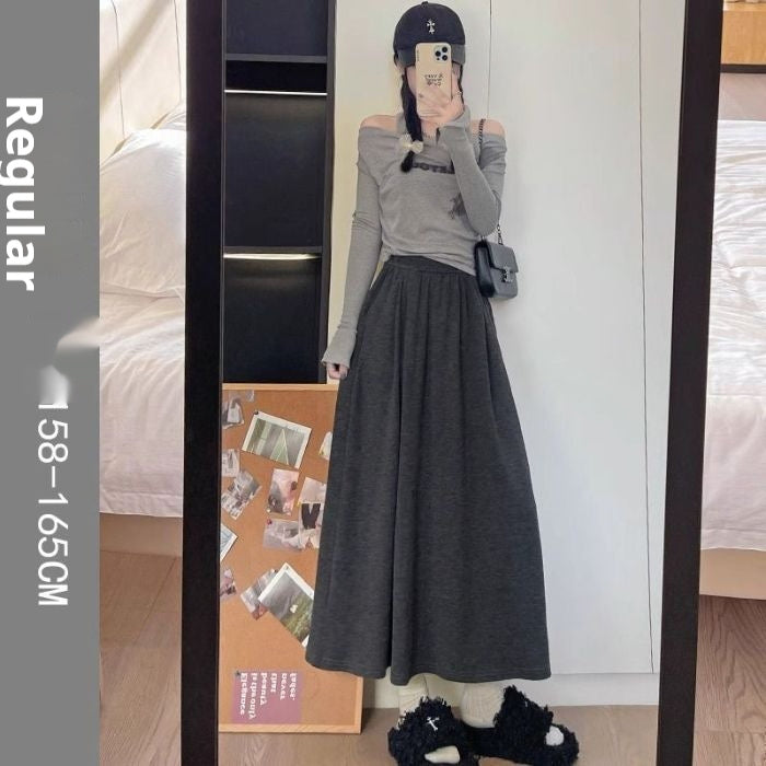Mid-length High Waist Drooping Slimming Skirt