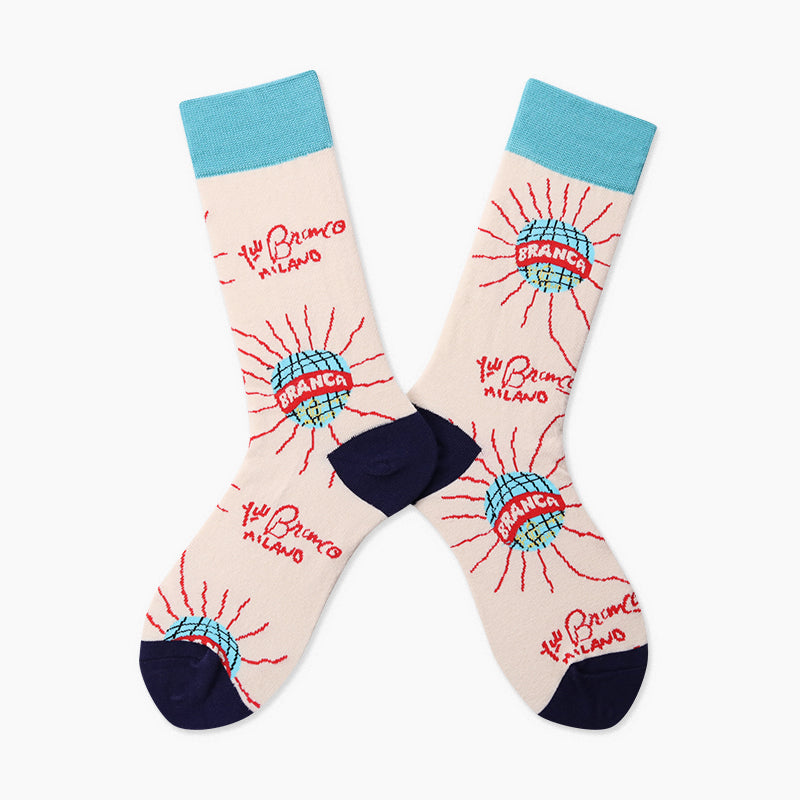 Pattern Couples Sports Cotton Mid Tube Socks Abstract